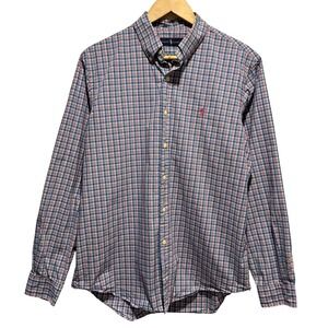 Ralph Lauren Button Down Shirt Mens Large Plaid Long Sleeve Cotton Casual Preppy